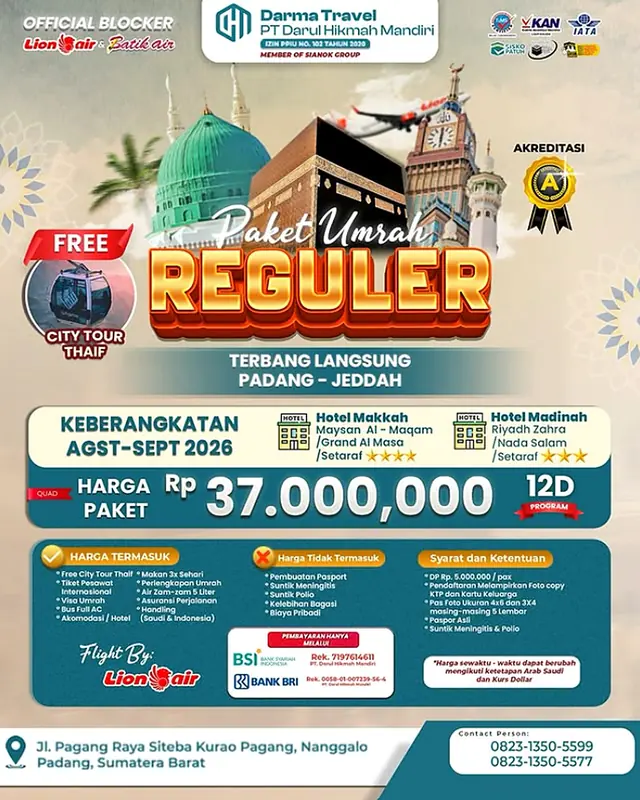 Poster paket Umroh Reguler Darma Travel — Rp37 Juta