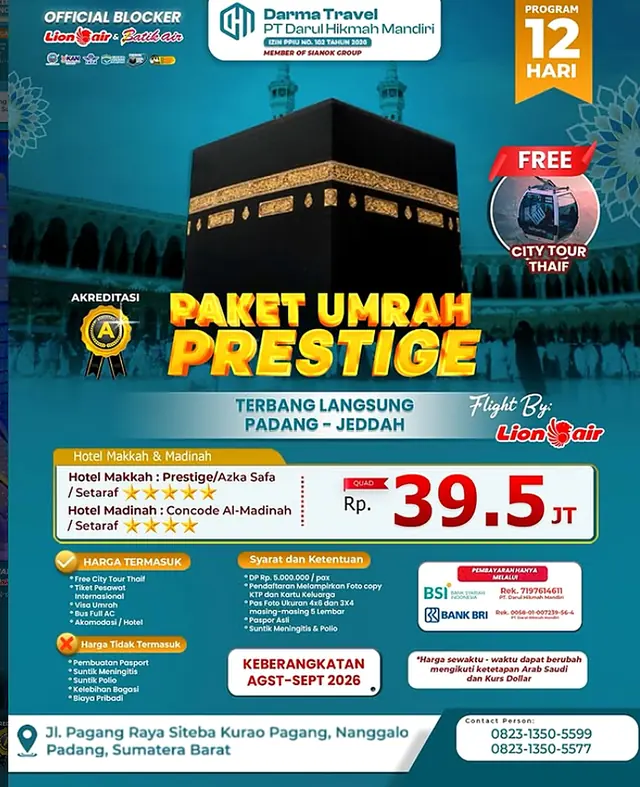 Poster paket Umroh Prestige Darma Travel — Rp39,5 Juta